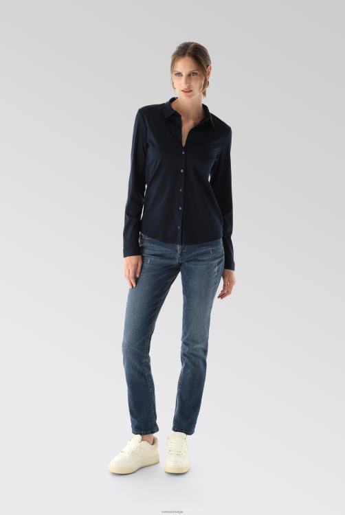 vrouwen Van Laack malis-sv - shirtblouse met lange mouwen van Zwitserse katoenen jersey kleding XLN6N66