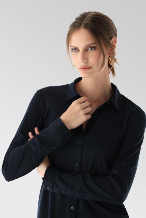 vrouwen Van Laack malis-sv - shirtblouse met lange mouwen van Zwitserse katoenen jersey kleding XLN6N66