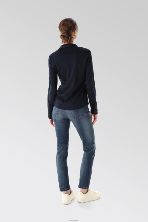 vrouwen Van Laack malis-sv - shirtblouse met lange mouwen van Zwitserse katoenen jersey kleding XLN6N66