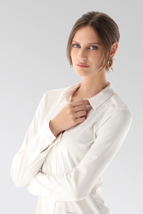 vrouwen Van Laack malis-sv - shirtblouse met lange mouwen van Zwitserse katoenen jersey kleding XLN6N68