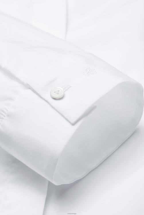 vrouwen Van Laack myra - gestreept uni poplin hybrideshirt met 3/4 mouwen kleding XLN6N14