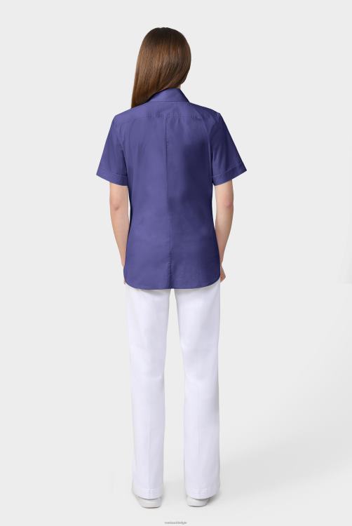 vrouwen Van Laack overhemd van stretchkatoen met glad papertouch-effect blauw kleding XLN6N46