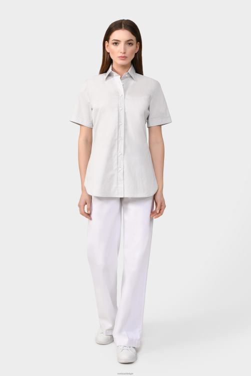 vrouwen Van Laack overhemd van stretchkatoen met glad papertouch-effect grijs kleding XLN6N47