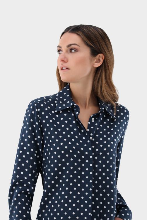 vrouwen Van Laack overhemdblouse van zijde met stippenprint kleding XLN6N112