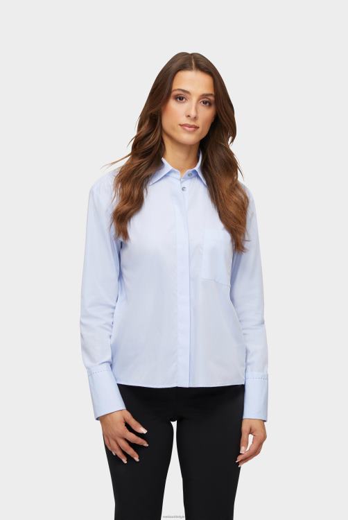 vrouwen Van Laack poplin overhemdblouse lichtblauw kleding XLN6N43