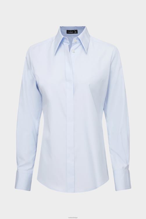 vrouwen Van Laack semi-getailleerd poplin overhemd met geplooide details kleding XLN6N44