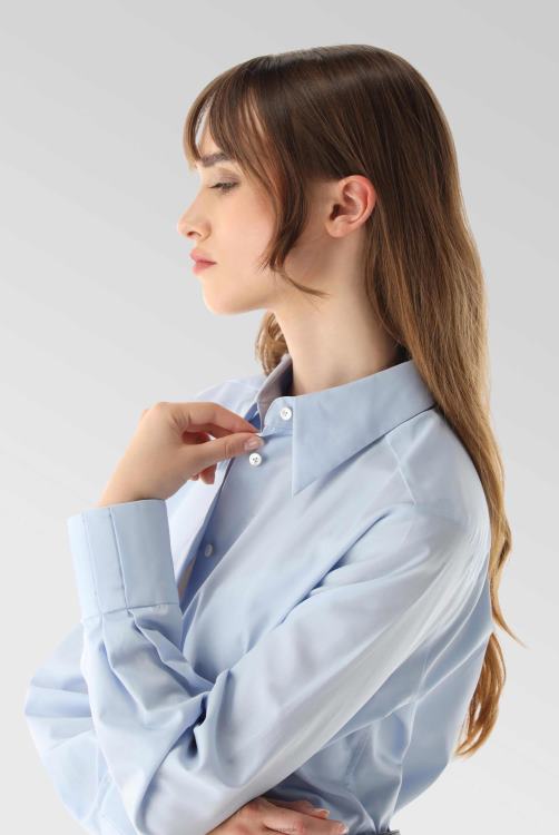 vrouwen Van Laack semi-getailleerd poplin overhemd met geplooide details kleding XLN6N44