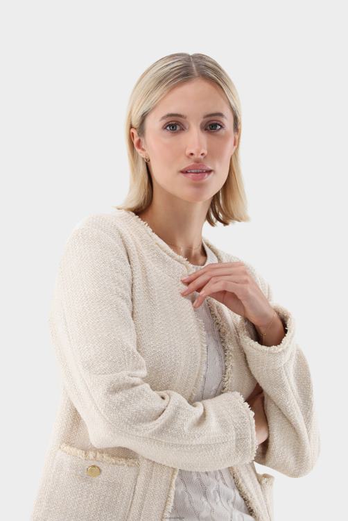 vrouwen Van Laack boucle jasje met franjes en lurex effect kleding XLN6N202