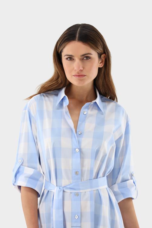 vrouwen Van Laack Midi-jurk van katoenpopeline met ruiten kleding XLN6N148