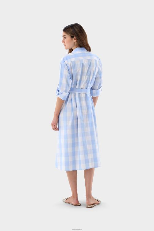 vrouwen Van Laack Midi-jurk van katoenpopeline met ruiten kleding XLN6N148