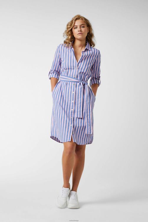 vrouwen Van Laack gestreepte knielange shirtjurk van katoen kleding XLN6N170