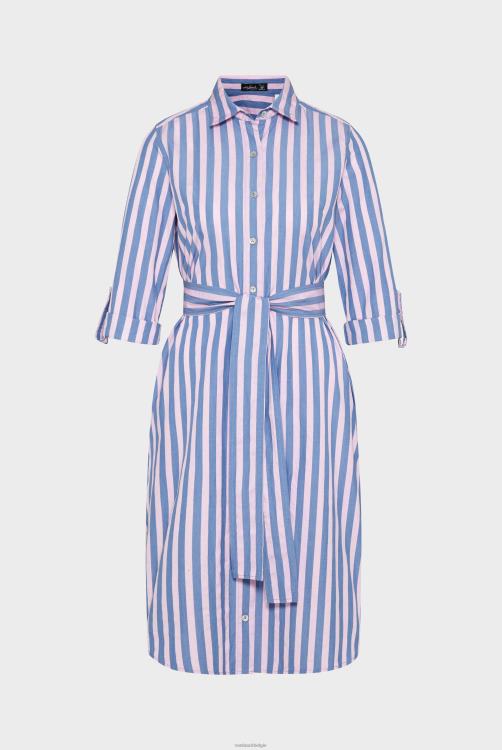 vrouwen Van Laack gestreepte knielange shirtjurk van katoen kleding XLN6N170