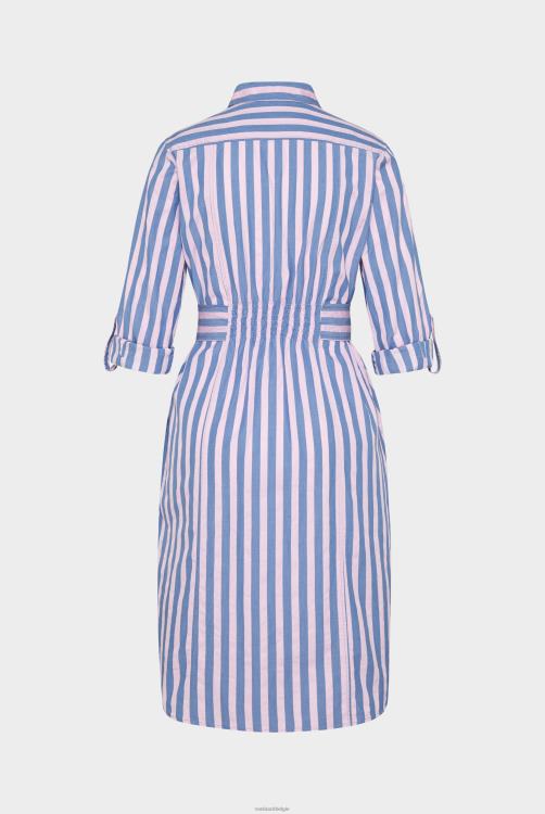 vrouwen Van Laack gestreepte knielange shirtjurk van katoen kleding XLN6N170