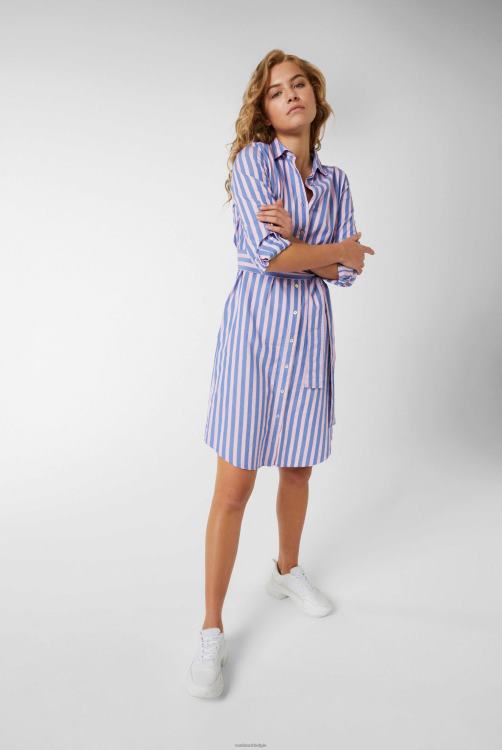 vrouwen Van Laack gestreepte knielange shirtjurk van katoen kleding XLN6N170