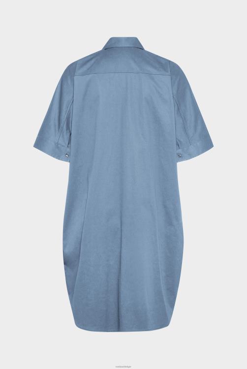 vrouwen Van Laack gladde papertouch katoenen stretch mini-shirtjurk blauw kleding XLN6N169