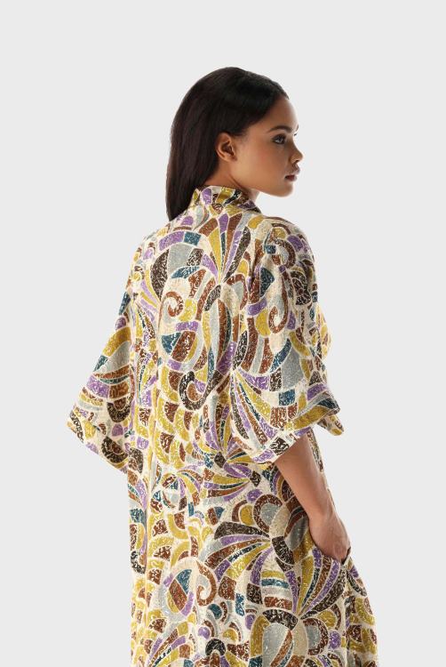 vrouwen Van Laack kimonojurk met glanzende ornamentprint kleding XLN6N158