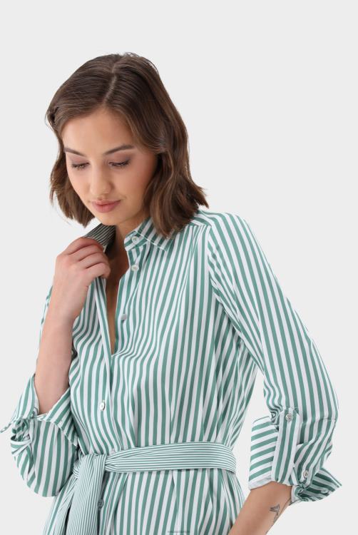 vrouwen Van Laack knielange overhemdjurk met strikceintuur kleding XLN6N152