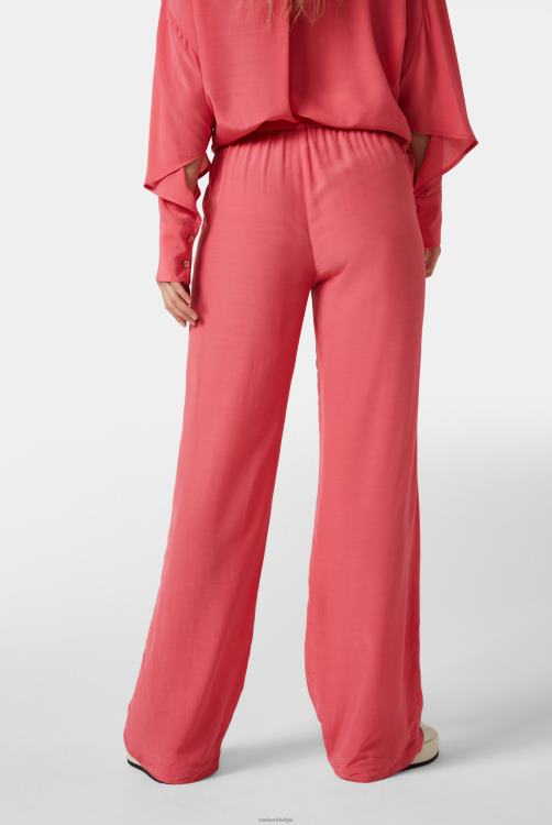 vrouwen Van Laack rechte broek met elastische tailleband van effen viscose rood kleding XLN6N283