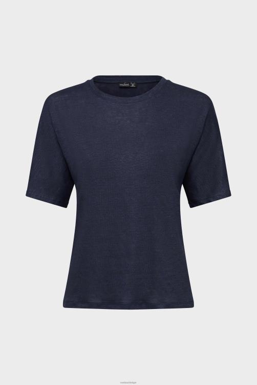 vrouwen Van Laack T-shirt van linnen jersey, boxy-fit, marineblauw kleding XLN6N248