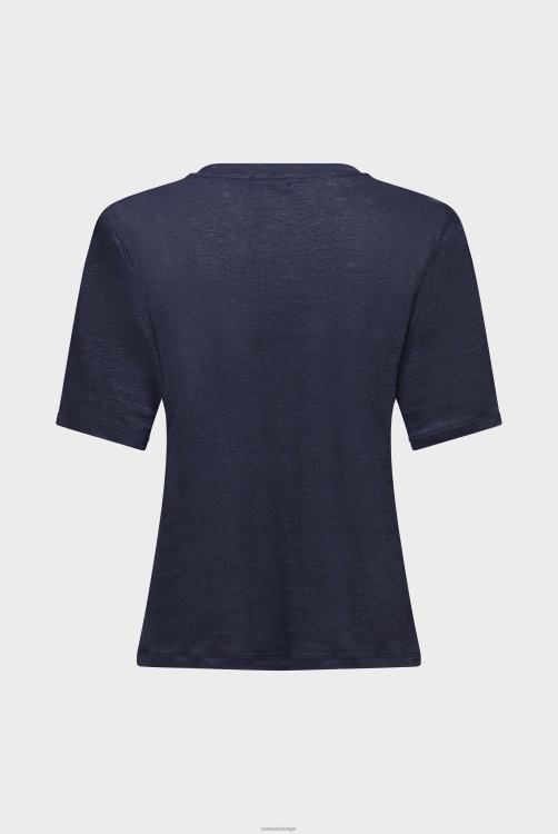 vrouwen Van Laack T-shirt van linnen jersey, boxy-fit, marineblauw kleding XLN6N248