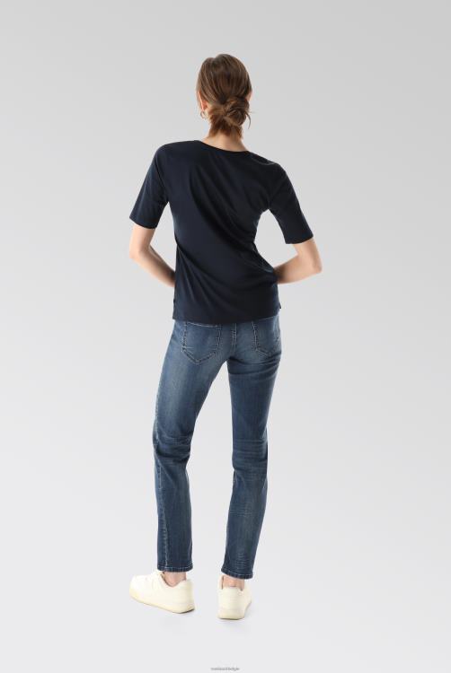 vrouwen Van Laack dames katoenen modern fit t-shirt donkerblauw kleding XLN6N238