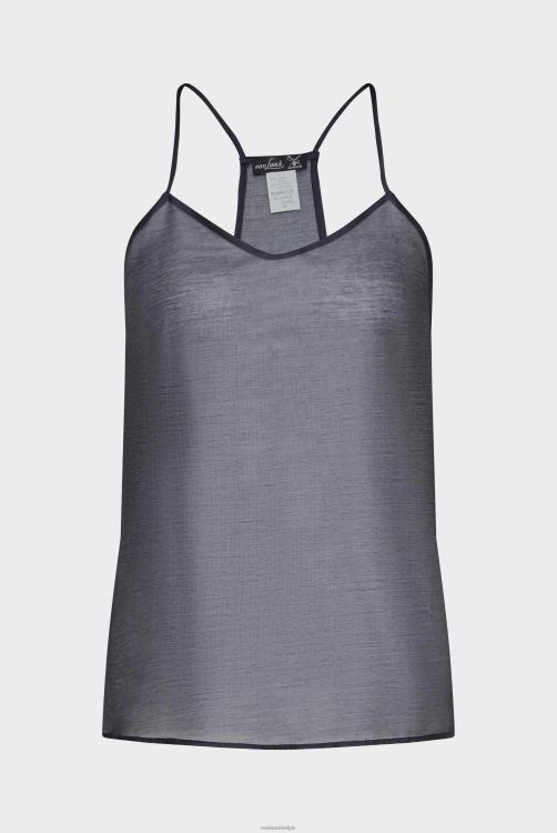 vrouwen Van Laack effen viscose top blauw kleding XLN6N251