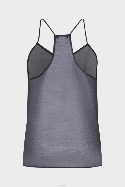 vrouwen Van Laack effen viscose top blauw kleding XLN6N251