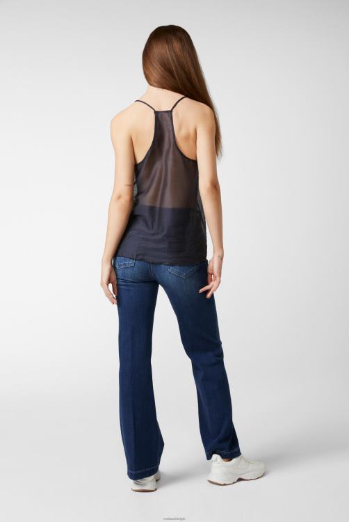 vrouwen Van Laack effen viscose top blauw kleding XLN6N251