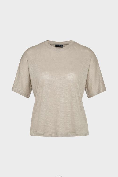 vrouwen Van Laack linnen jersey t-shirt boxy fit beige kleding XLN6N247