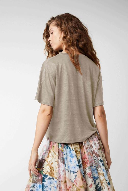 vrouwen Van Laack linnen jersey t-shirt boxy fit beige kleding XLN6N247