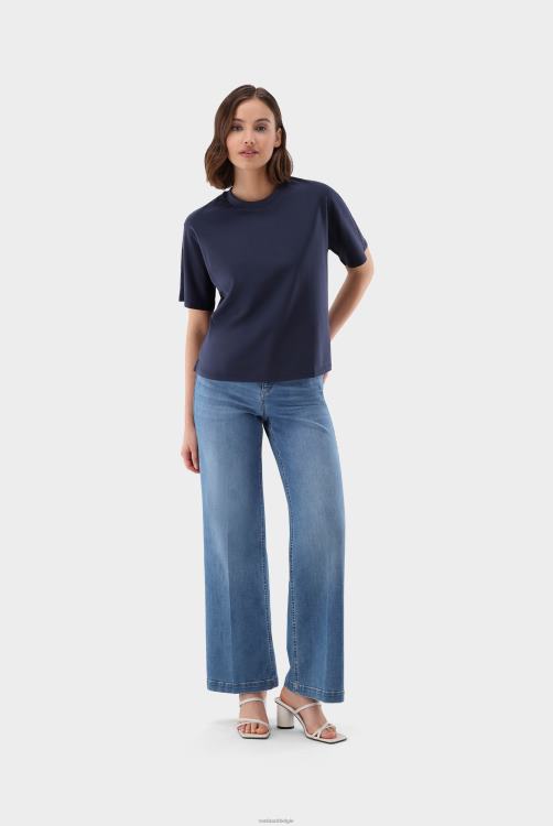 vrouwen Van Laack mola - boxy t-shirt met halve mouwen, recht gesneden langvezelige katoenen jersey kleding XLN6N236