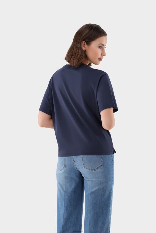 vrouwen Van Laack mola - boxy t-shirt met halve mouwen, recht gesneden langvezelige katoenen jersey kleding XLN6N236