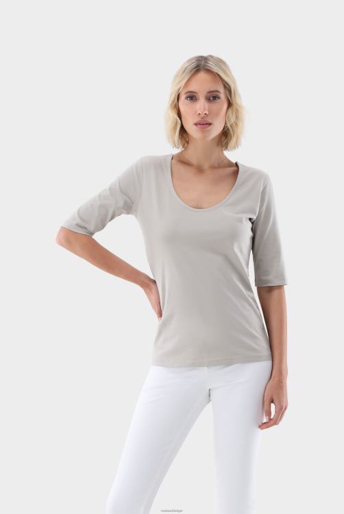 vrouwen Van Laack urban jersey wijde hals t-shirt beige kleding XLN6N225