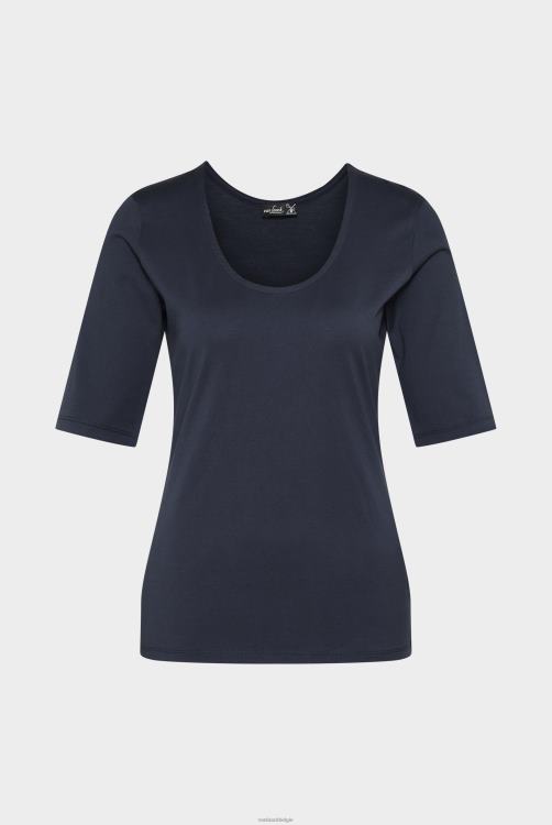 vrouwen Van Laack urban jersey wijde hals t-shirt blauw kleding XLN6N237