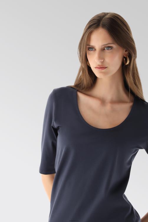 vrouwen Van Laack urban jersey wijde hals t-shirt blauw kleding XLN6N237