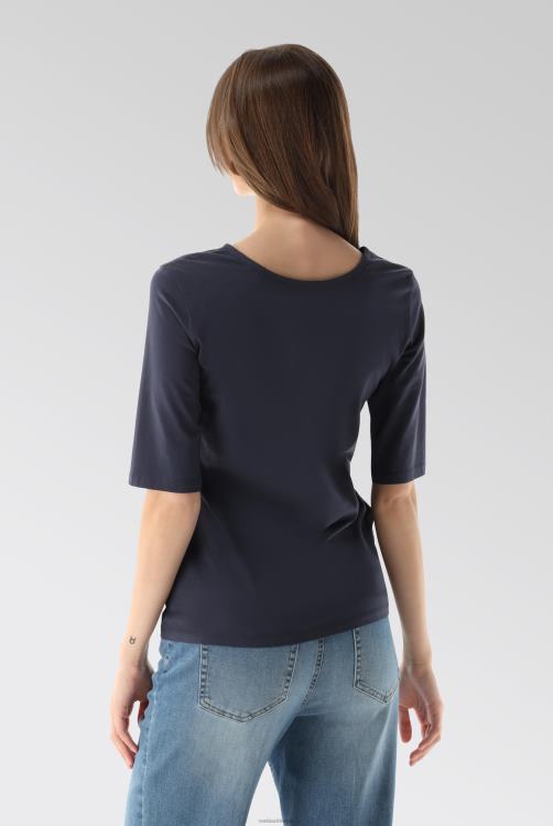 vrouwen Van Laack urban jersey wijde hals t-shirt blauw kleding XLN6N237