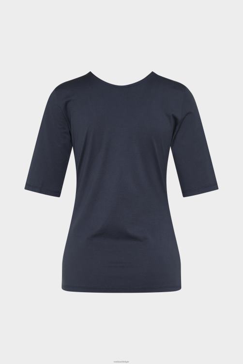 vrouwen Van Laack urban jersey wijde hals t-shirt blauw kleding XLN6N237