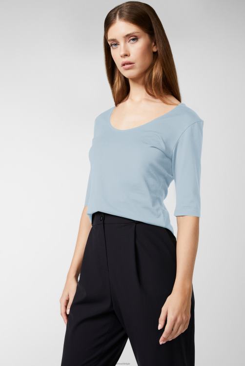 vrouwen Van Laack urban jersey wijde hals t-shirt lichtblauw kleding XLN6N253