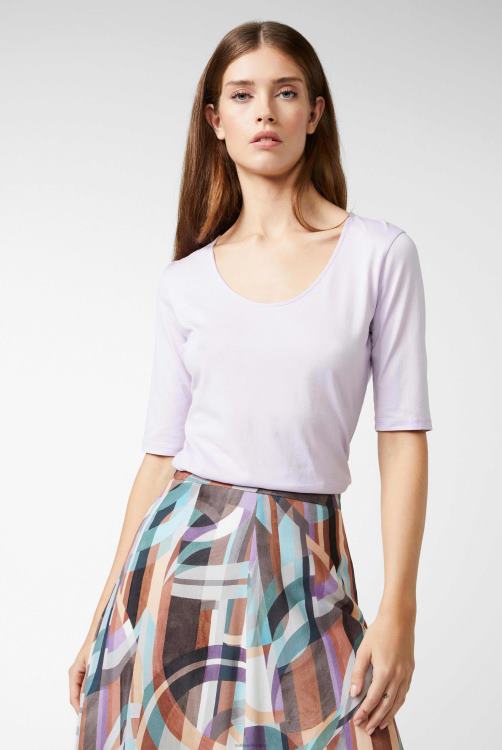 vrouwen Van Laack urban jersey wijde hals t-shirt lila kleding XLN6N254