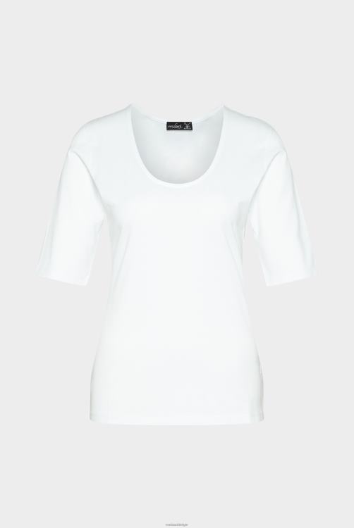 vrouwen Van Laack urban jersey wijde hals t-shirt wit kleding XLN6N222