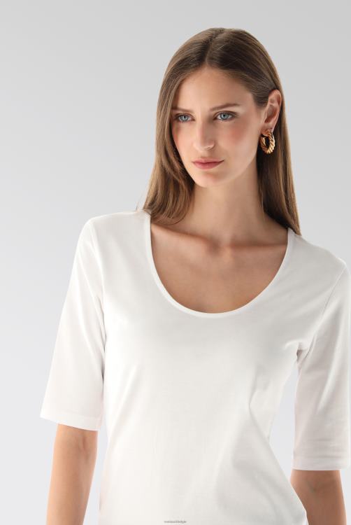 vrouwen Van Laack urban jersey wijde hals t-shirt wit kleding XLN6N222