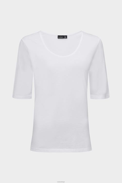 vrouwen Van Laack urban jersey wijde hals t-shirt wit kleding XLN6N222