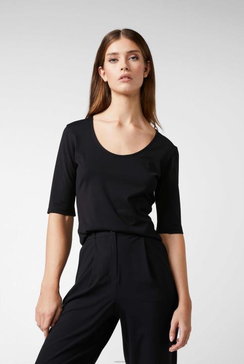 vrouwen Van Laack urban jersey wijde hals t-shirt zwart kleding XLN6N241