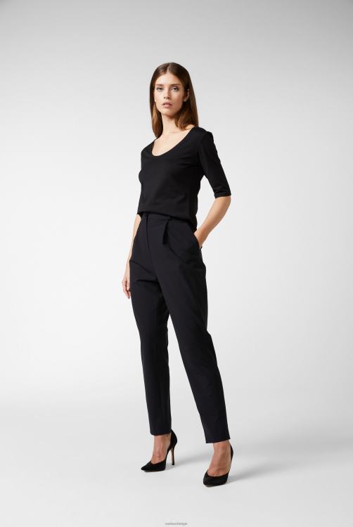 vrouwen Van Laack urban jersey wijde hals t-shirt zwart kleding XLN6N241