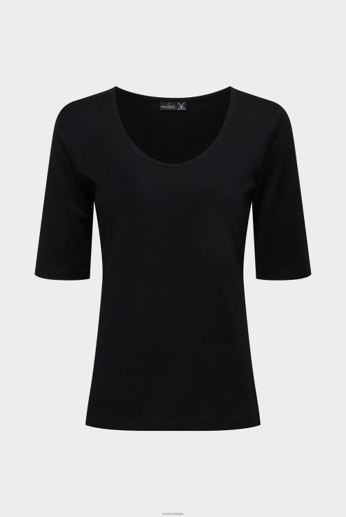 vrouwen Van Laack urban jersey wijde hals t-shirt zwart kleding XLN6N241