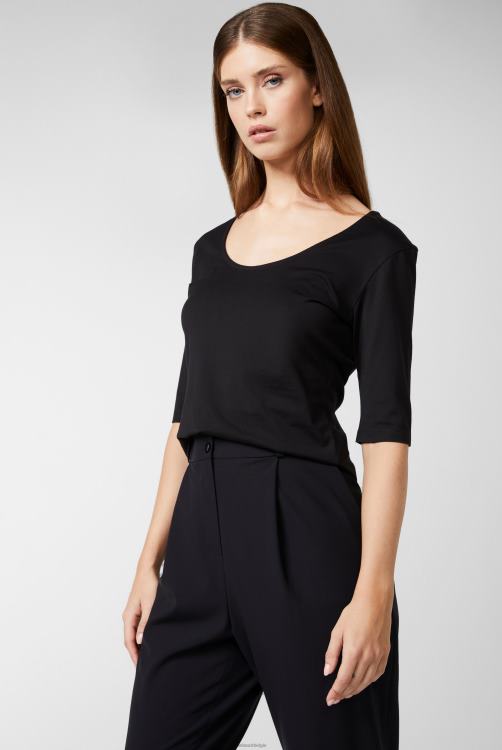 vrouwen Van Laack urban jersey wijde hals t-shirt zwart kleding XLN6N241