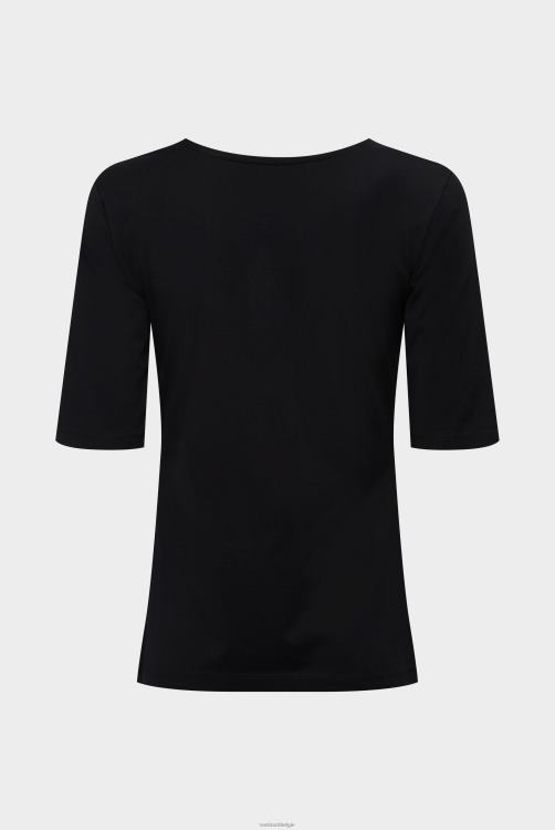 vrouwen Van Laack urban jersey wijde hals t-shirt zwart kleding XLN6N241