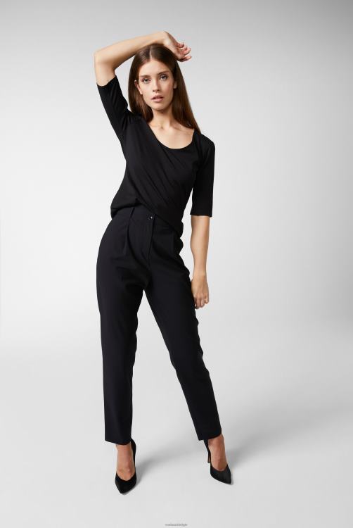 vrouwen Van Laack urban jersey wijde hals t-shirt zwart kleding XLN6N241