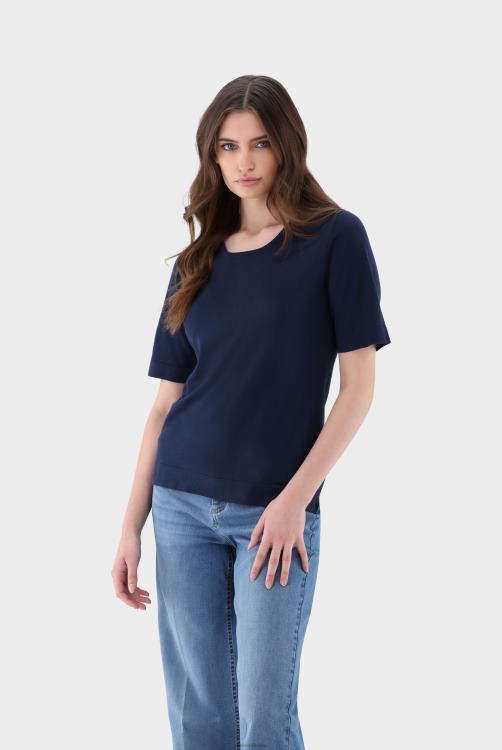 vrouwen Van Laack gebreid T-shirt van zijdemix kleding XLN6N193