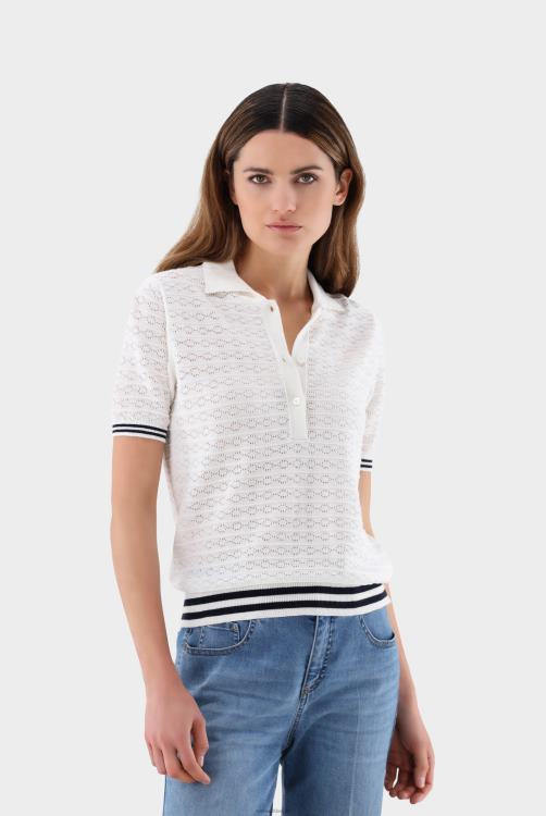 vrouwen Van Laack gebreide polo met pointellepatroon kleding XLN6N189
